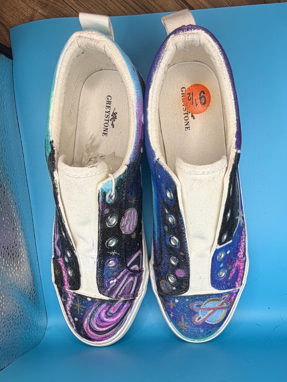 Custom hand painted galaxy slip on sneakers size 9.5